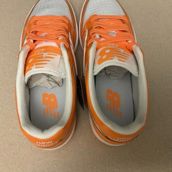 New! Womens New Balance 480 Leather Hot Mango/White Sneakers/Shoes. Size 8. - Picture 6 of 7